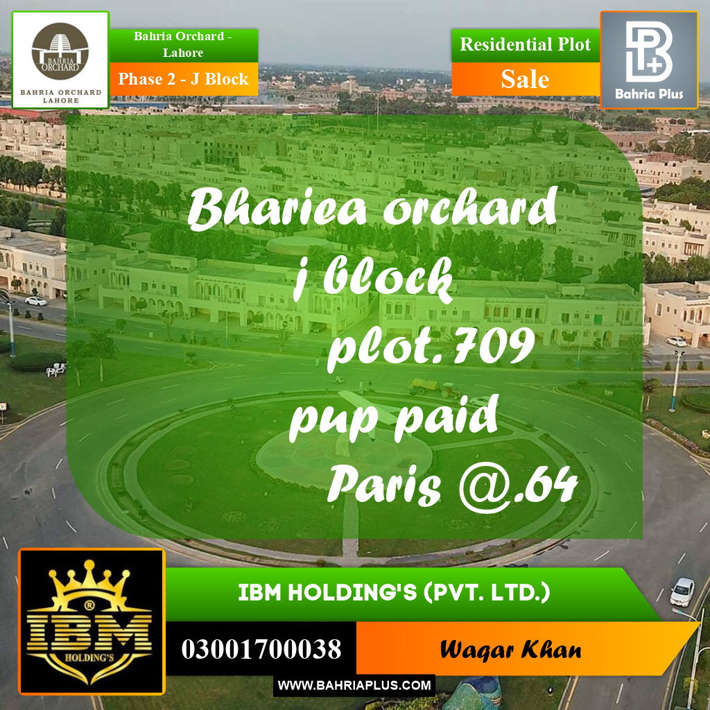 8 Marla Residential Plot for Sale in Phase 2 - J Block -  Bahria Orchard, Lahore - (BP-261178)