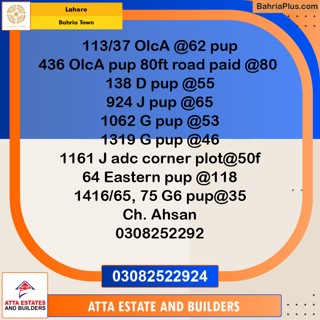 Residential Plot for Sale in Bahria Town, Lahore - (BP-261184)