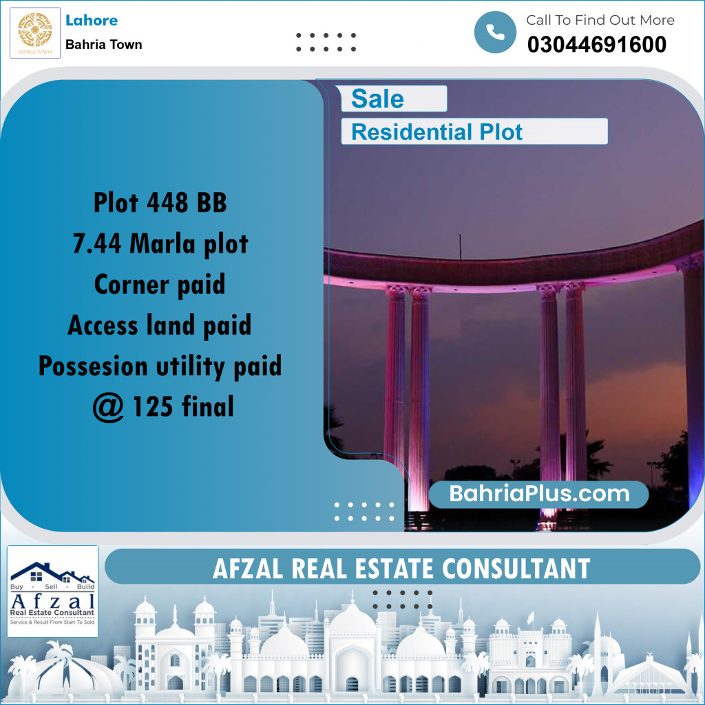 Residential Plot for Sale in Bahria Town, Lahore - (BP-261207)