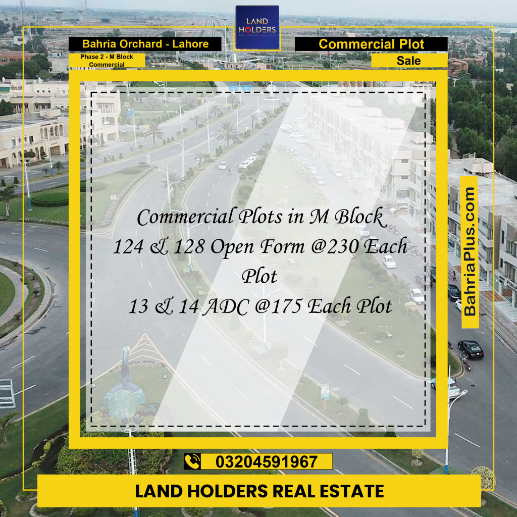 5 Marla Commercial Plot for Sale in Phase 2 - M Block Commercial -  Bahria Orchard, Lahore - (BP-261301)