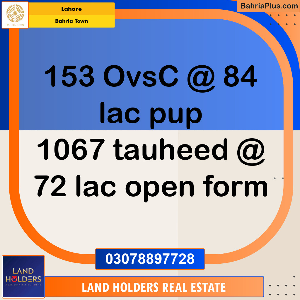 5 Marla Residential Plot for Sale in Bahria Town, Lahore - (BP-261327)