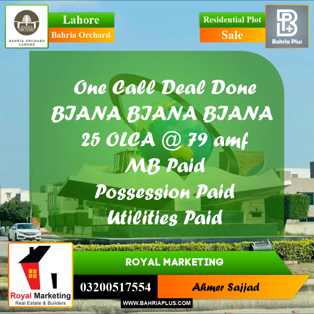 Residential Plot for Sale in Bahria Orchard, Lahore - (BP-261334)