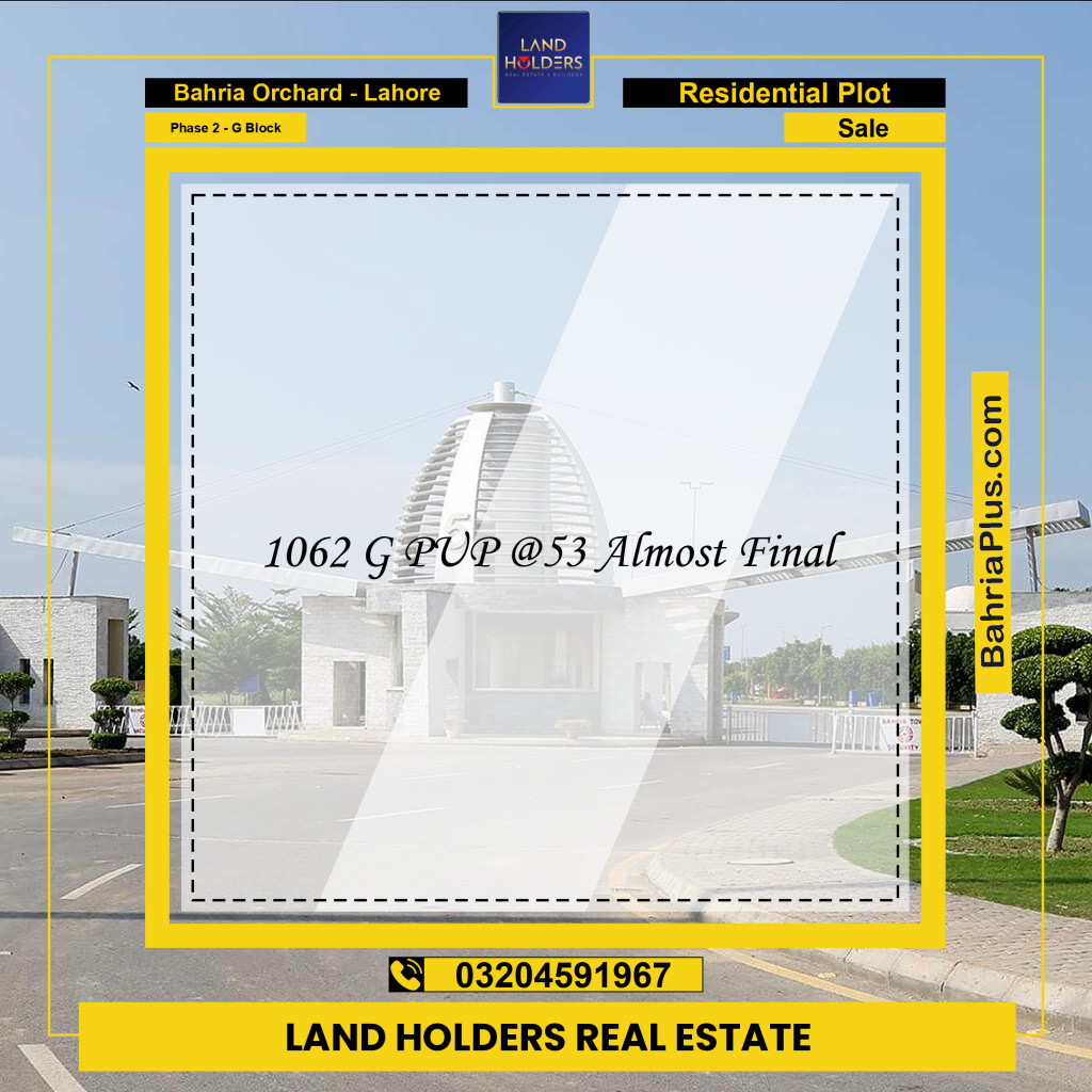 5 Marla Residential Plot for Sale in Phase 2 - G Block -  Bahria Orchard, Lahore - (BP-261378)