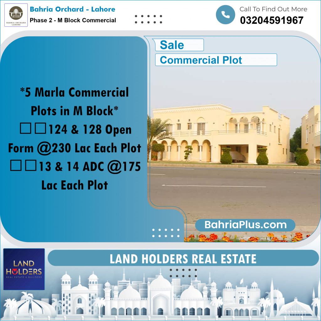 5 Marla Commercial Plot for Sale in Phase 2 - M Block Commercial -  Bahria Orchard, Lahore - (BP-261380)