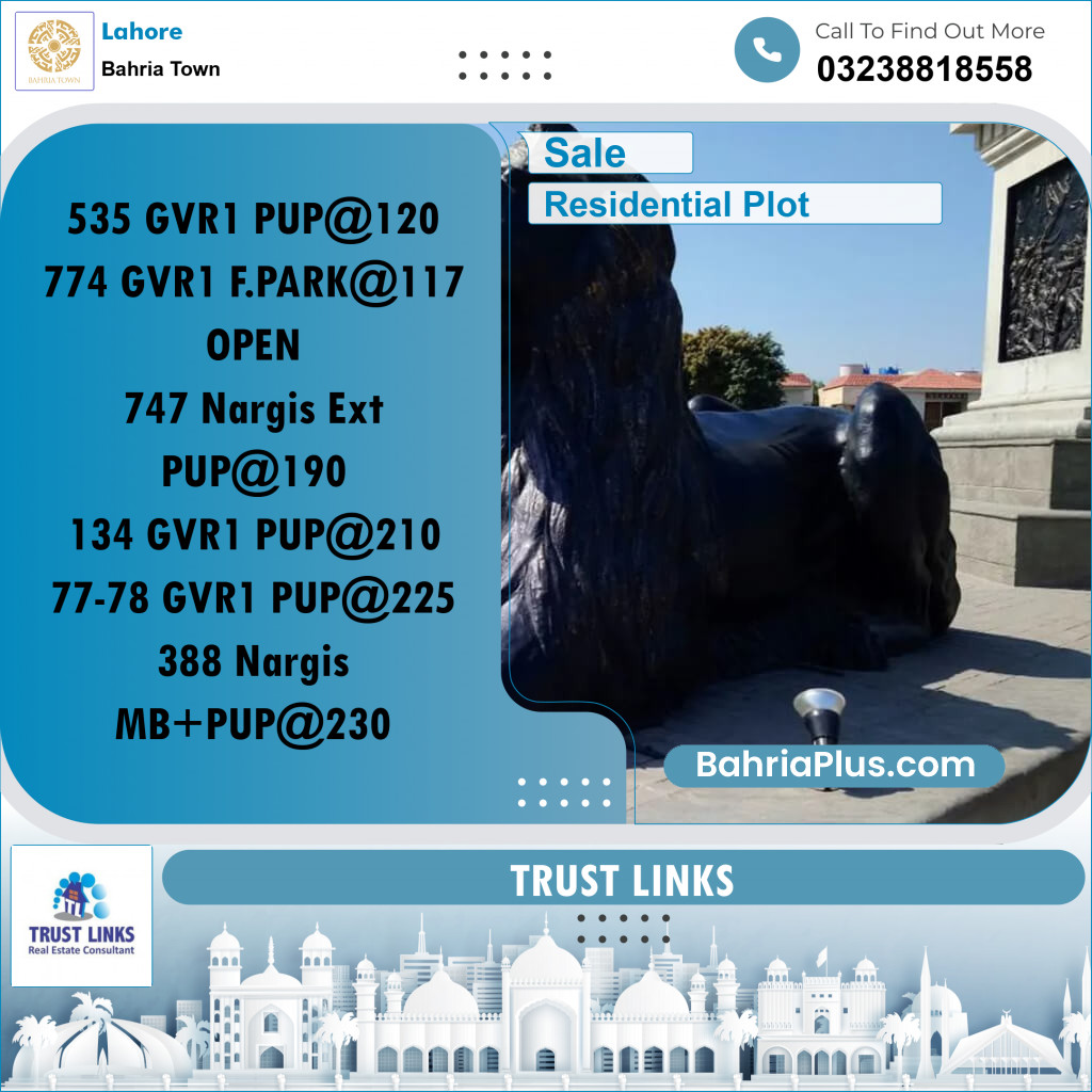 Residential Plot for Sale in Bahria Town, Lahore - (BP-261429)
