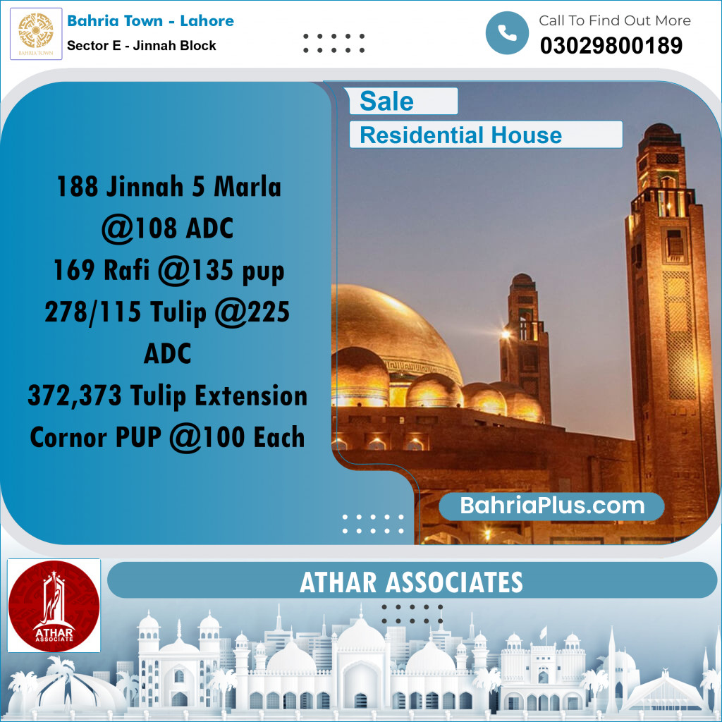 5 Marla Residential House for Sale in Sector E - Jinnah Block -  Bahria Town, Lahore - (BP-261433)