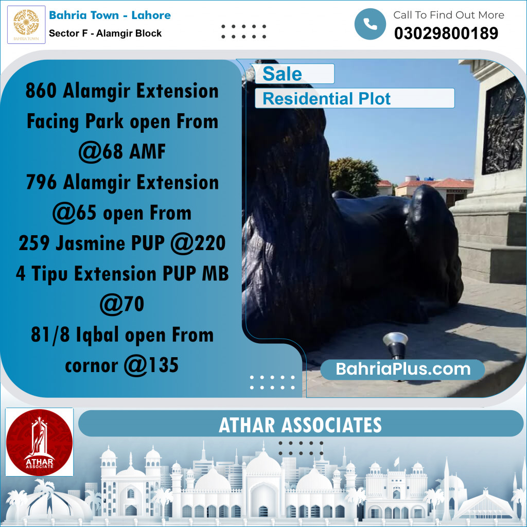 5 Marla Residential Plot for Sale in Sector F - Alamgir Block -  Bahria Town, Lahore - (BP-261436)
