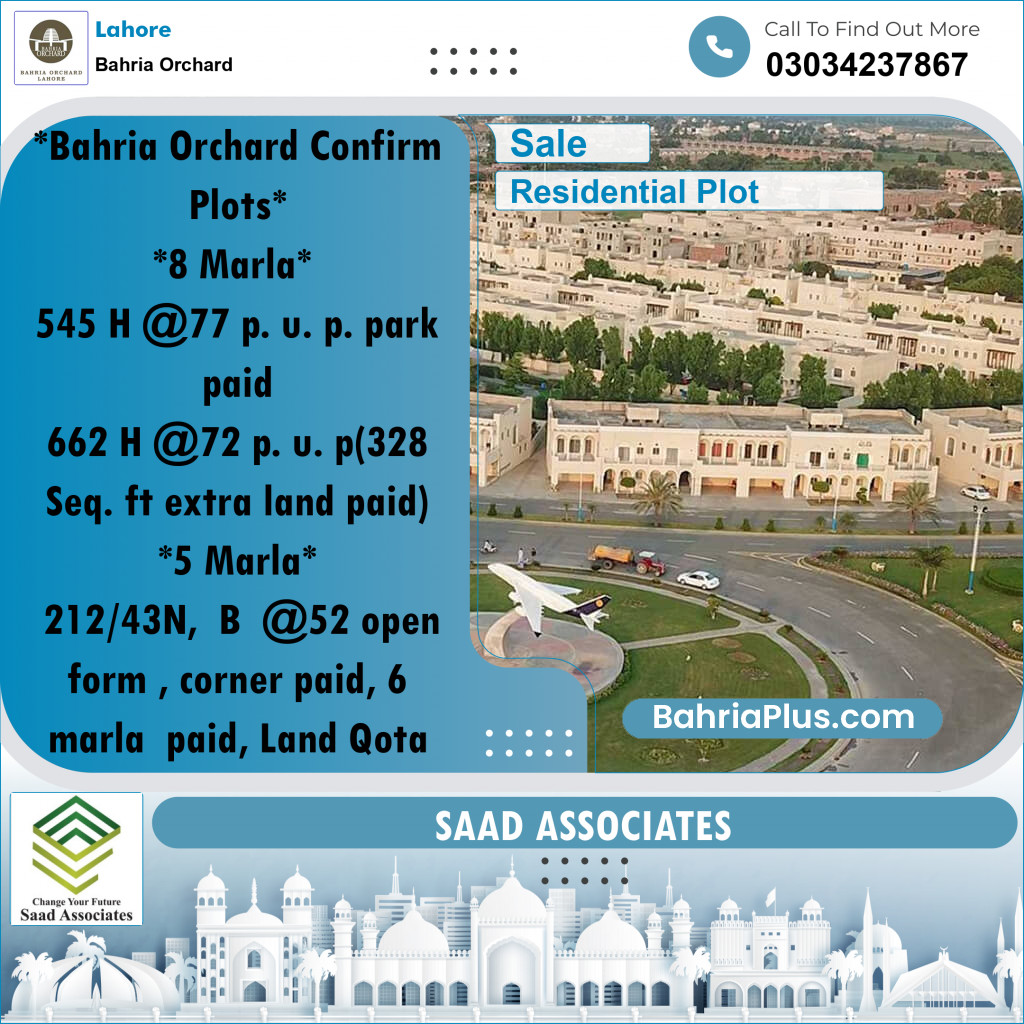 Residential Plot for Sale in Bahria Orchard, Lahore - (BP-261447)