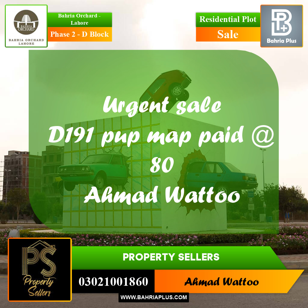 8 Marla Residential Plot for Sale in Phase 2 - D Block -  Bahria Orchard, Lahore - (BP-261457)
