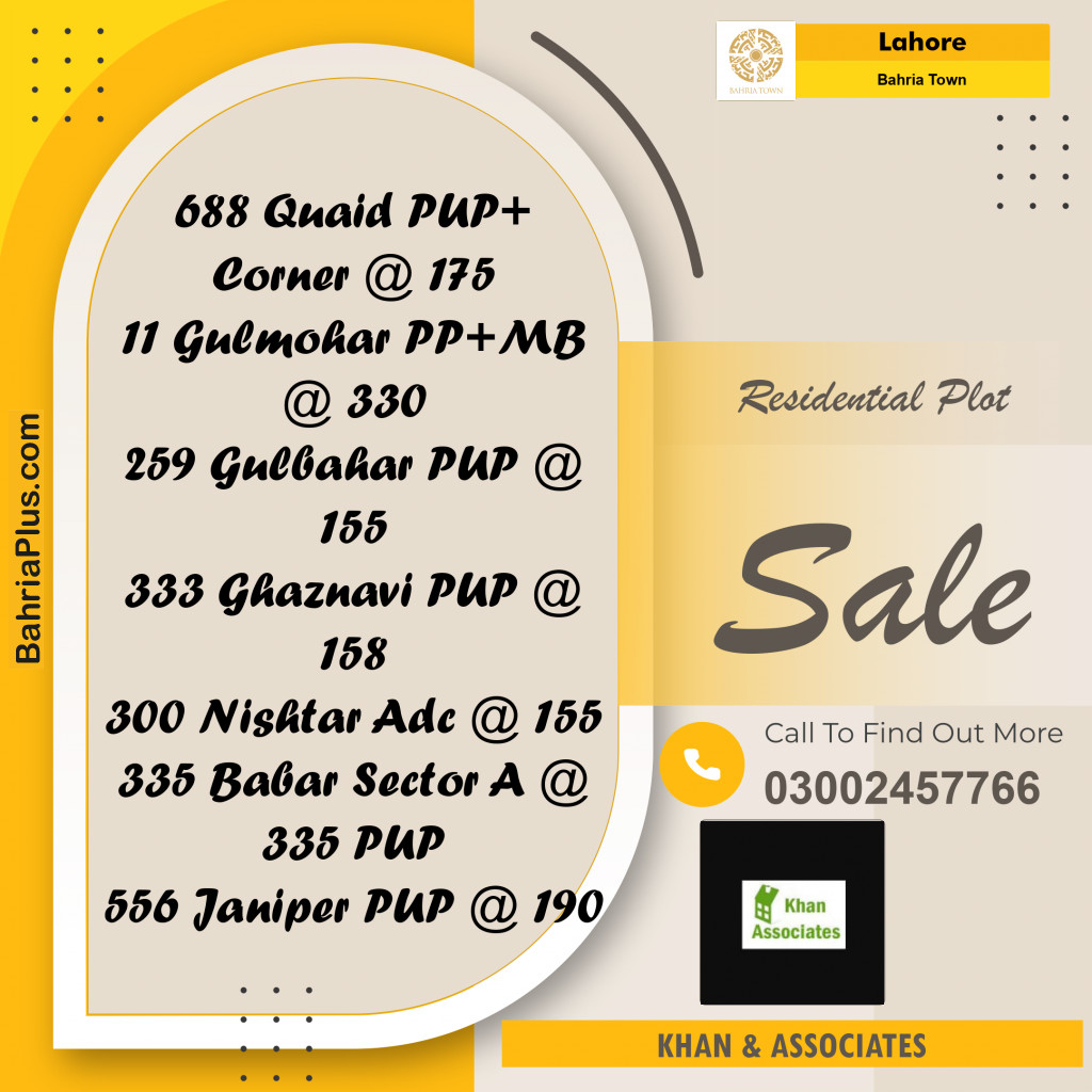 Residential Plot for Sale in Bahria Town, Lahore - (BP-261481)