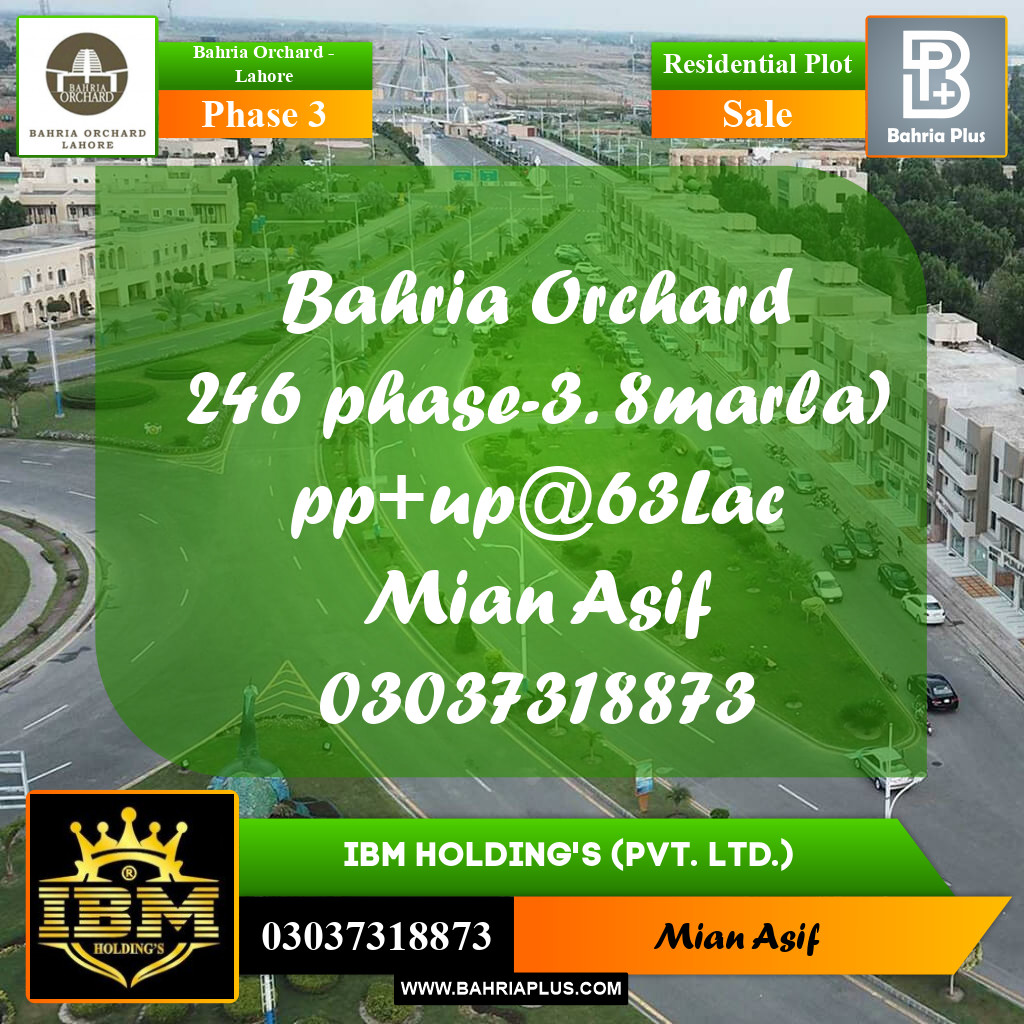 8 Marla Residential Plot for Sale in Phase 3 -  Bahria Orchard, Lahore - (BP-261505)