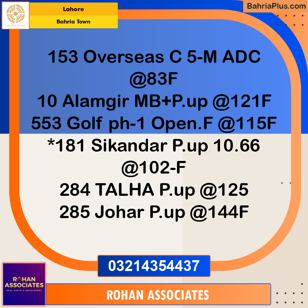 Residential Plot for Sale in Bahria Town, Lahore - (BP-261513)