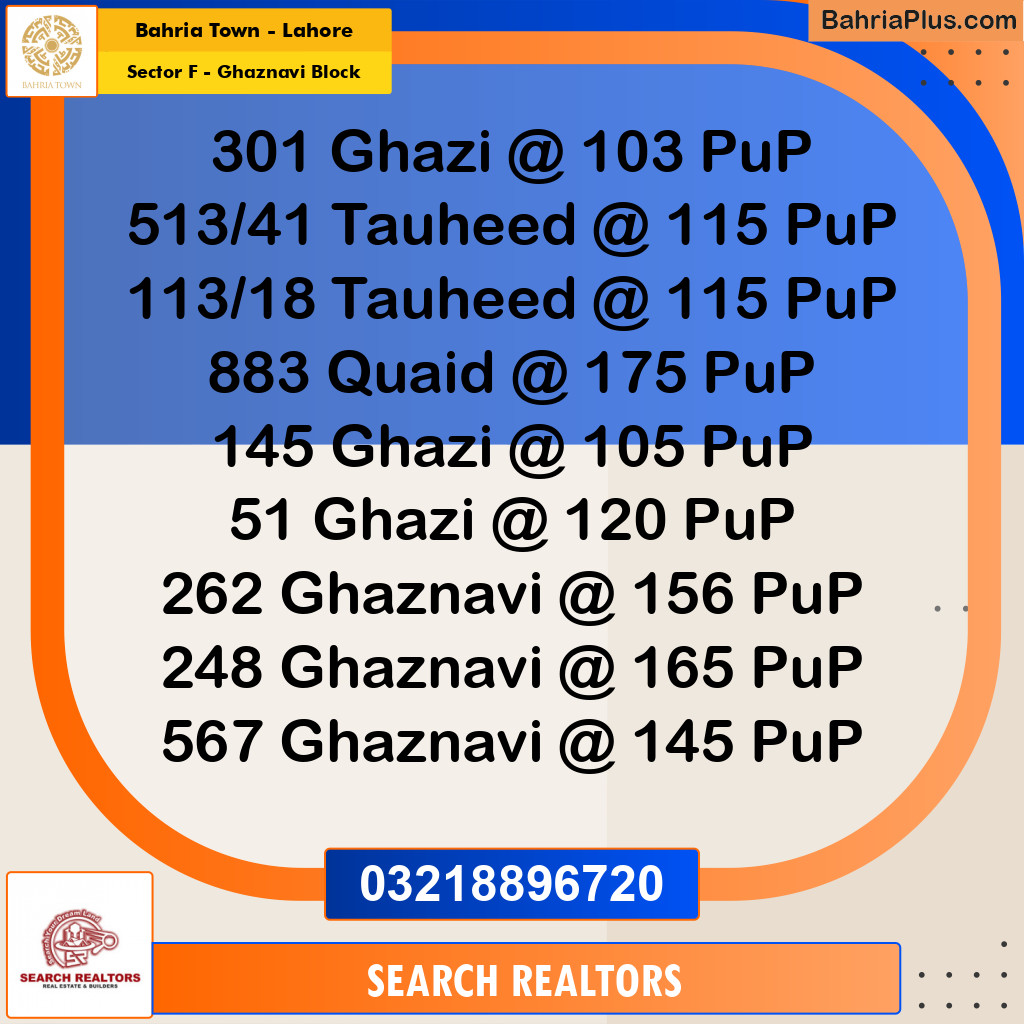10 Marla Residential Plot for Sale in Sector F - Ghaznavi Block -  Bahria Town, Lahore - (BP-261526)
