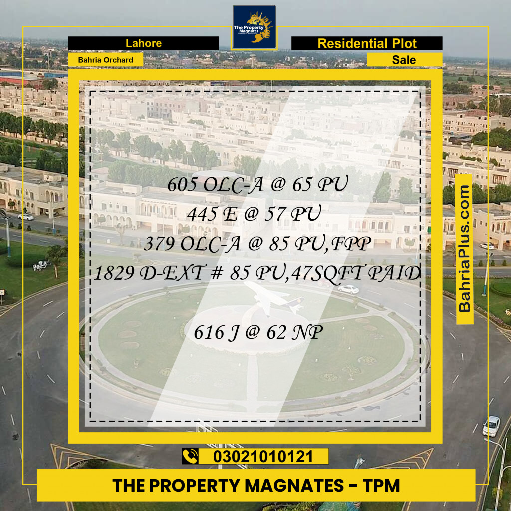 Residential Plot for Sale in Bahria Orchard, Lahore - (BP-261535)