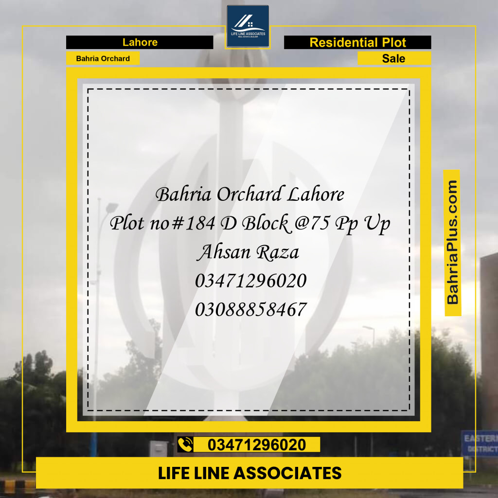 8 Marla Residential Plot for Sale in Bahria Orchard, Lahore - (BP-261555)