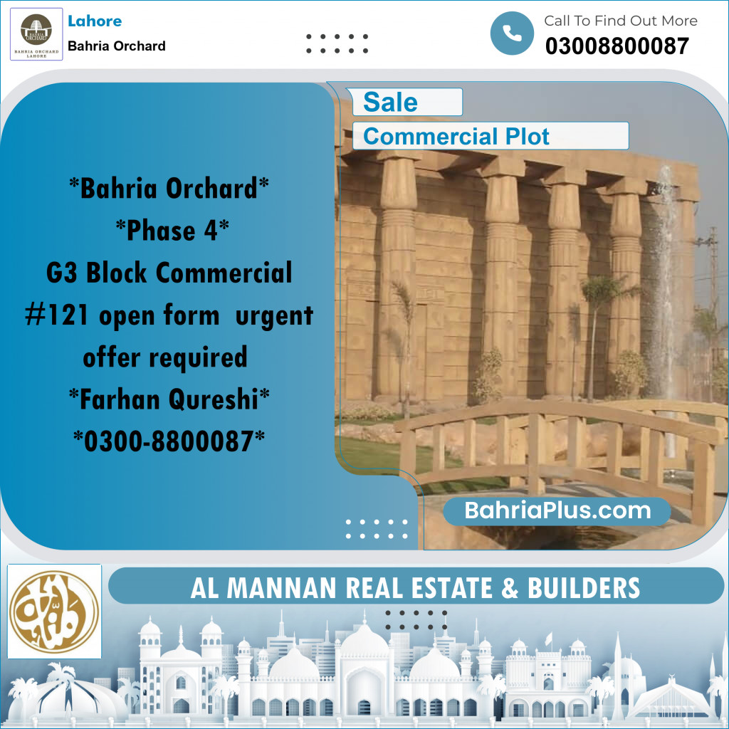 Commercial Plot for Sale in Bahria Orchard, Lahore - (BP-261560)