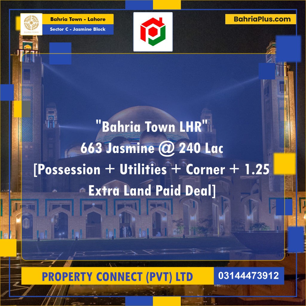 11.25 Marla Residential Plot for Sale in Sector C - Jasmine Block -  Bahria Town, Lahore - (BP-261570)