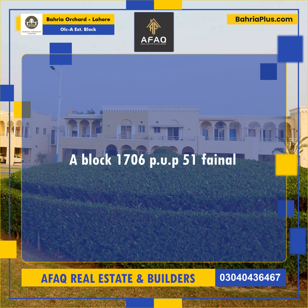 5 Marla Residential Plot for Sale in OLC-A Ext. Block -  Bahria Orchard, Lahore - (BP-261572)