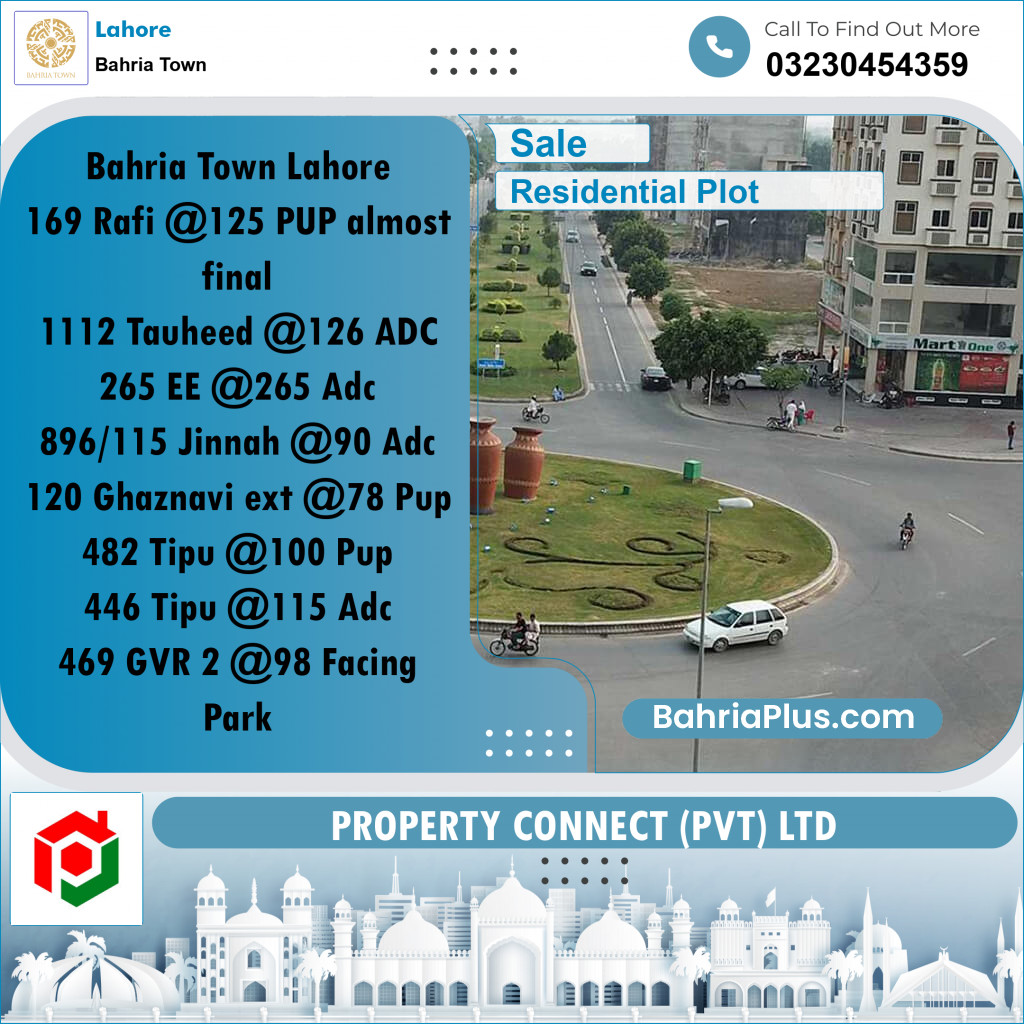 Residential Plot for Sale in Bahria Town, Lahore - (BP-261608)