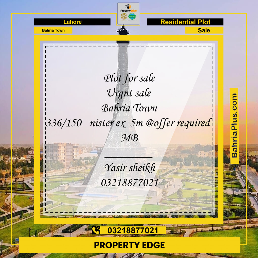 Residential Plot for Sale in Bahria Town, Lahore - (BP-261625)