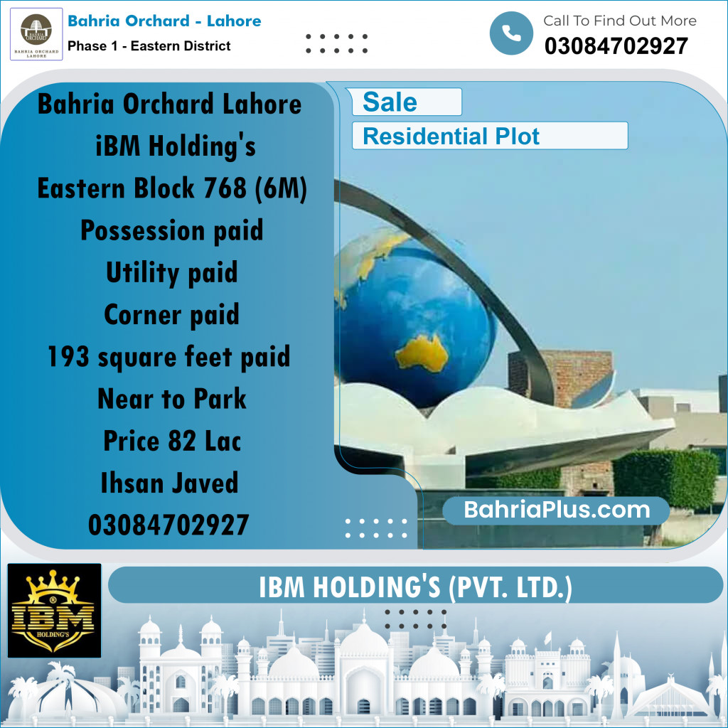 5 Marla Residential Plot for Sale in Phase 1 - Eastern District -  Bahria Orchard, Lahore - (BP-261636)