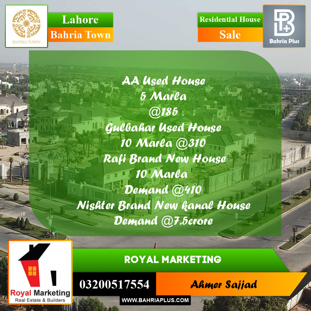 Residential House for Sale in Bahria Town, Lahore - (BP-261642)