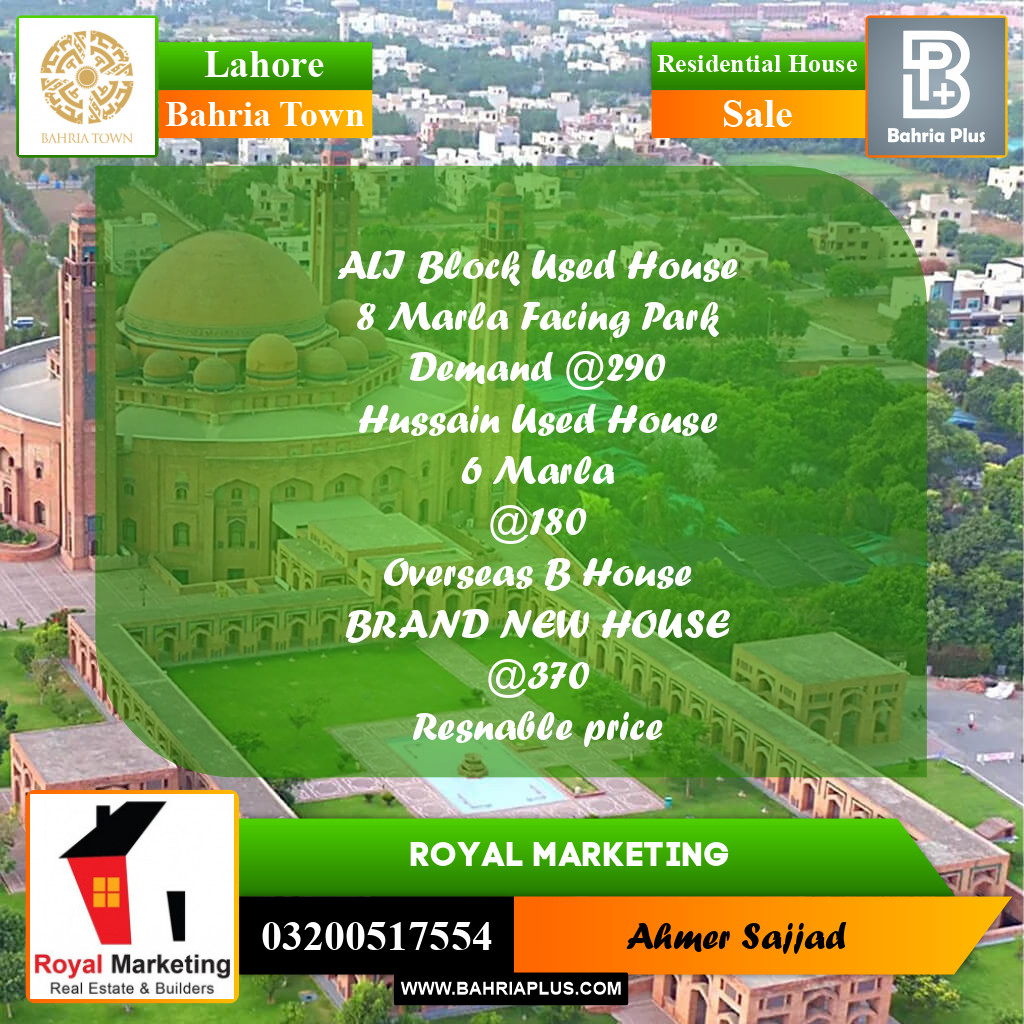 Residential House for Sale in Bahria Town, Lahore - (BP-261656)