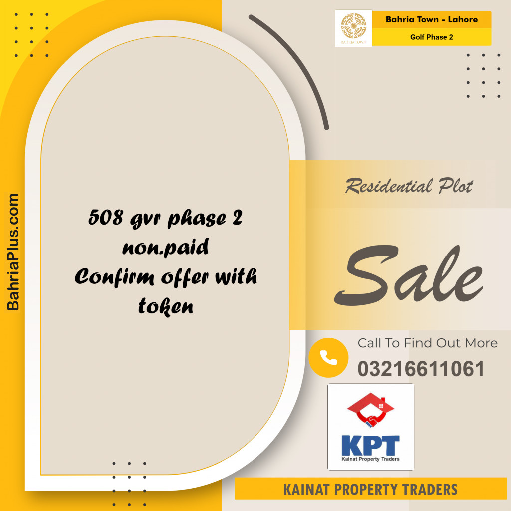 250 Sq. Yards Residential Plot for Sale in Golf Phase 2 -  Bahria Town, Lahore - (BP-261701)