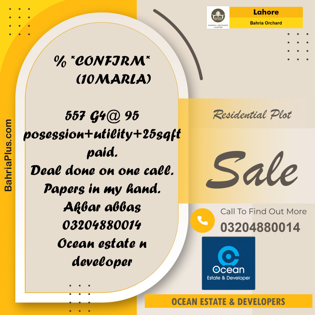 Residential Plot for Sale in Bahria Orchard, Lahore - (BP-261730)