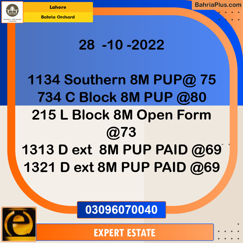 8 Marla Residential Plot for Sale in Bahria Orchard, Lahore - (BP-261804)