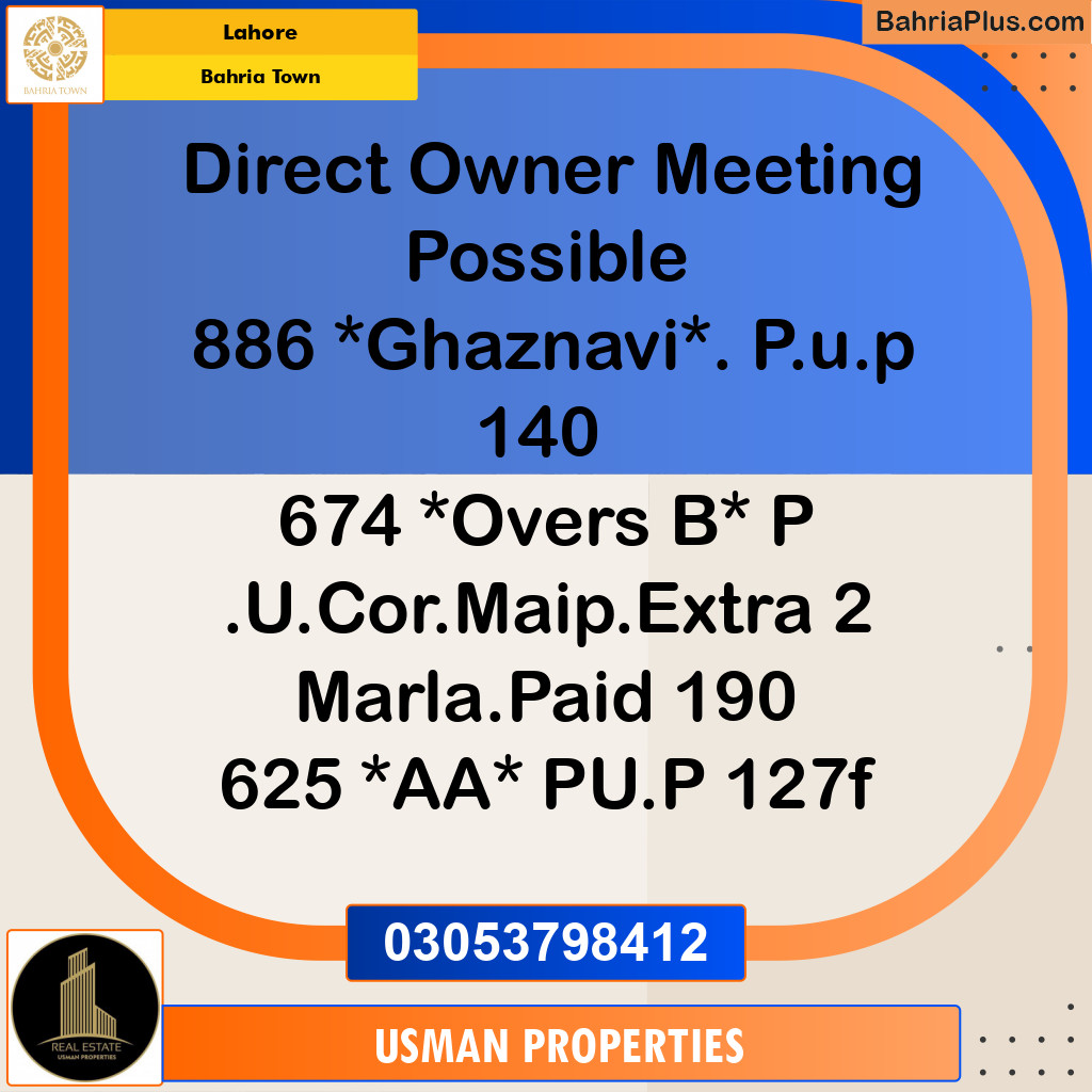Residential Plot for Sale in Bahria Town, Lahore - (BP-261819)