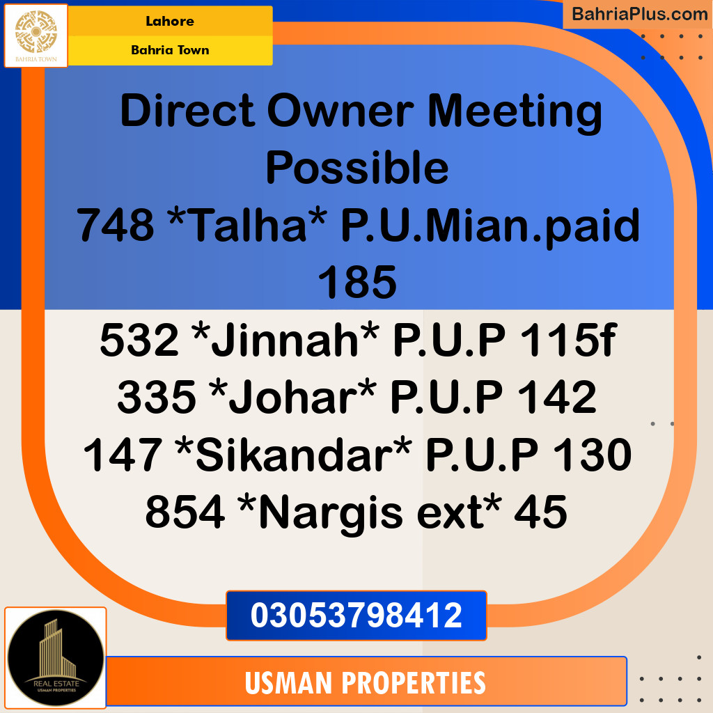 Residential Plot for Sale in Bahria Town, Lahore - (BP-261821)