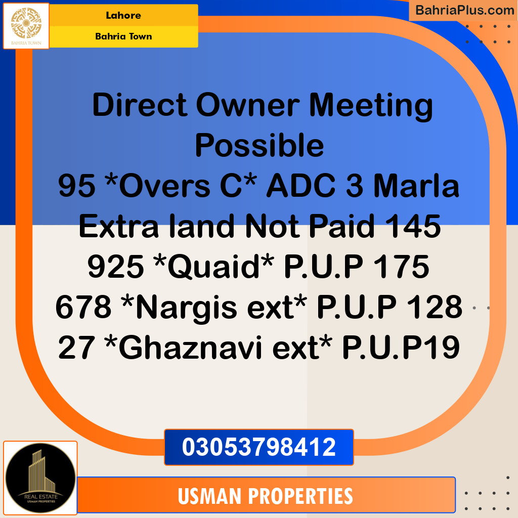 Residential Plot for Sale in Bahria Town, Lahore - (BP-261824)