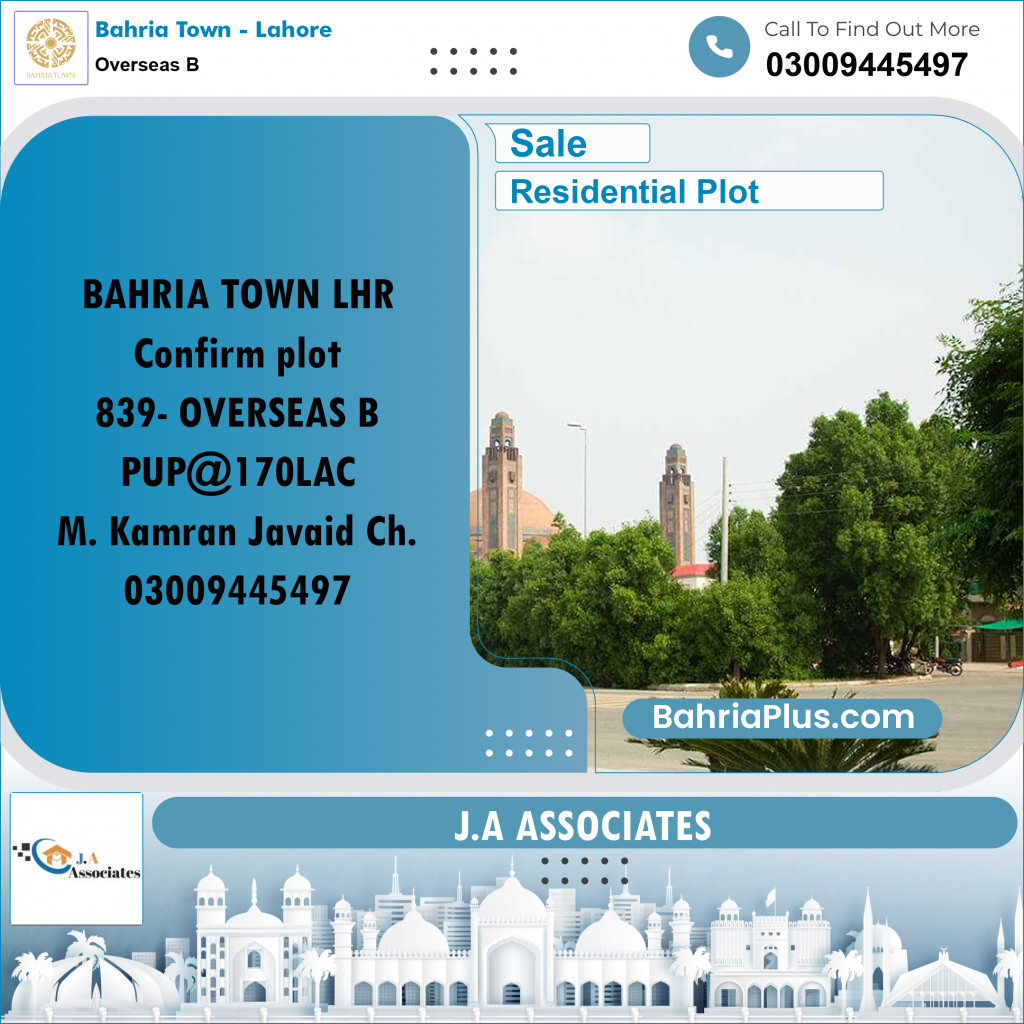 10 Marla Residential Plot for Sale in Overseas B -  Bahria Town, Lahore - (BP-261843)