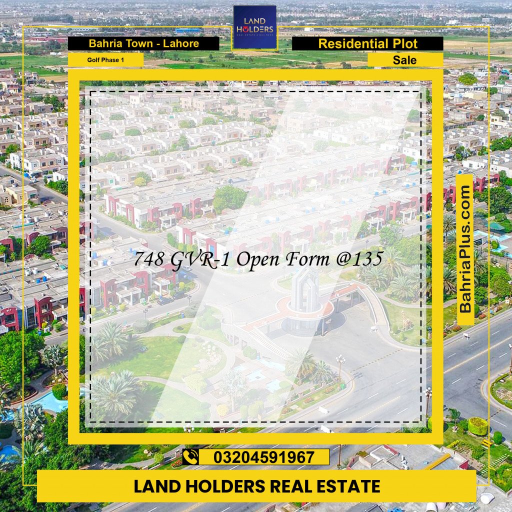 10 Marla Residential Plot for Sale in Golf Phase 1 -  Bahria Town, Lahore - (BP-261885)