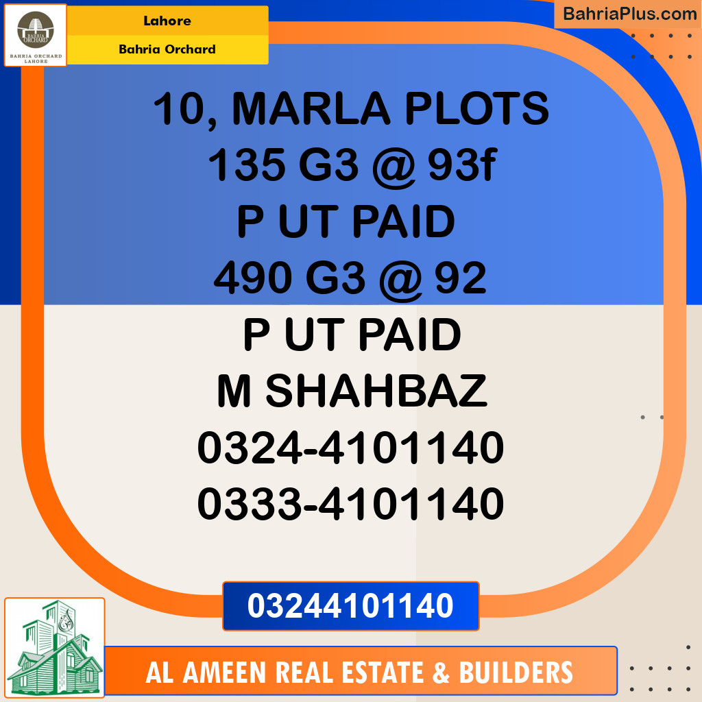 Residential Plot for Sale in Bahria Orchard, Lahore - (BP-261888)