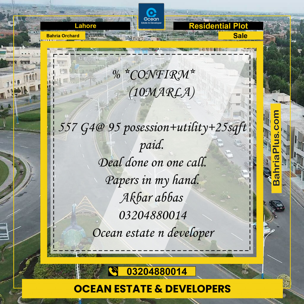 Residential Plot for Sale in Bahria Orchard, Lahore - (BP-261939)