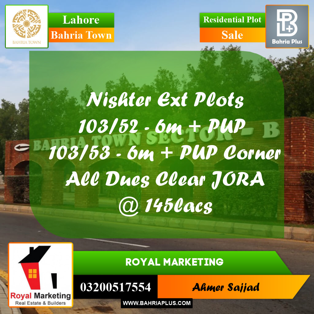 Residential Plot for Sale in Bahria Town, Lahore - (BP-261947)