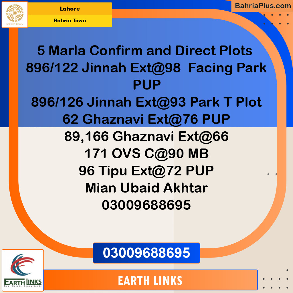 Residential Plot for Sale in Bahria Town, Lahore - (BP-261966)
