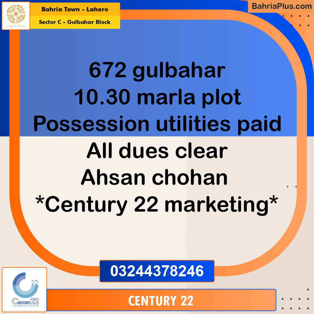 10 Marla Residential Plot for Sale in Sector C - Gulbahar Block -  Bahria Town, Lahore - (BP-262002)