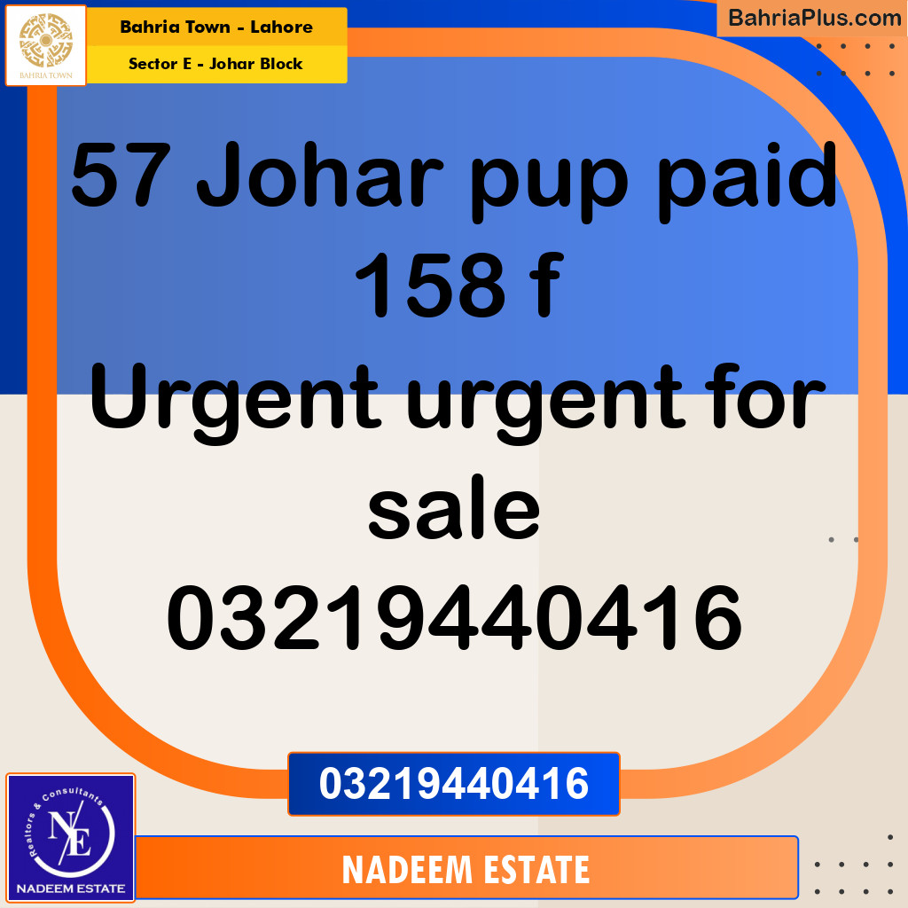 Residential Plot for Sale in Sector E - Johar Block -  Bahria Town, Lahore - (BP-262053)