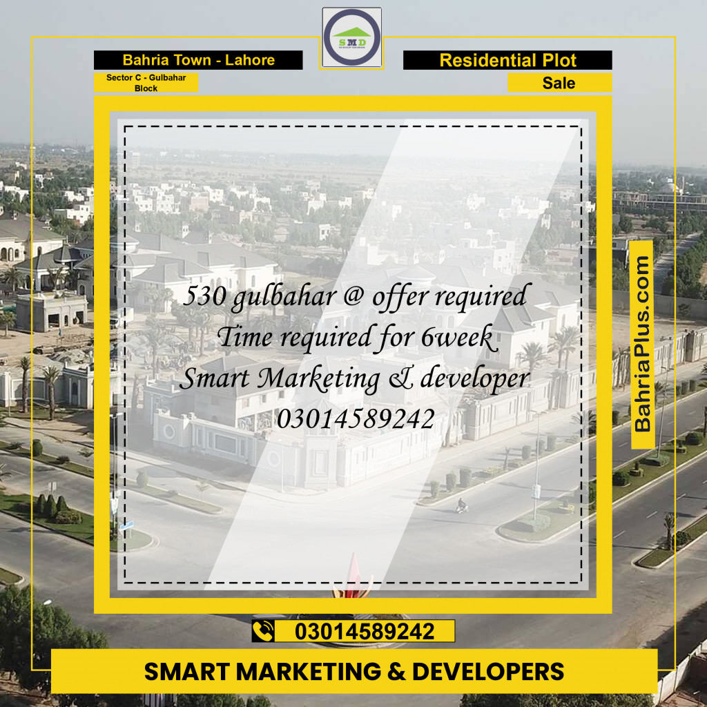 10 Marla Residential Plot for Sale in Sector C - Gulbahar Block -  Bahria Town, Lahore - (BP-262080)