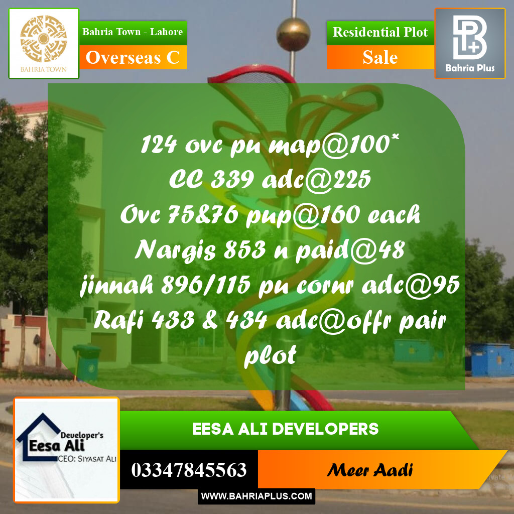5 Marla Residential Plot for Sale in Overseas C -  Bahria Town, Lahore - (BP-262131)