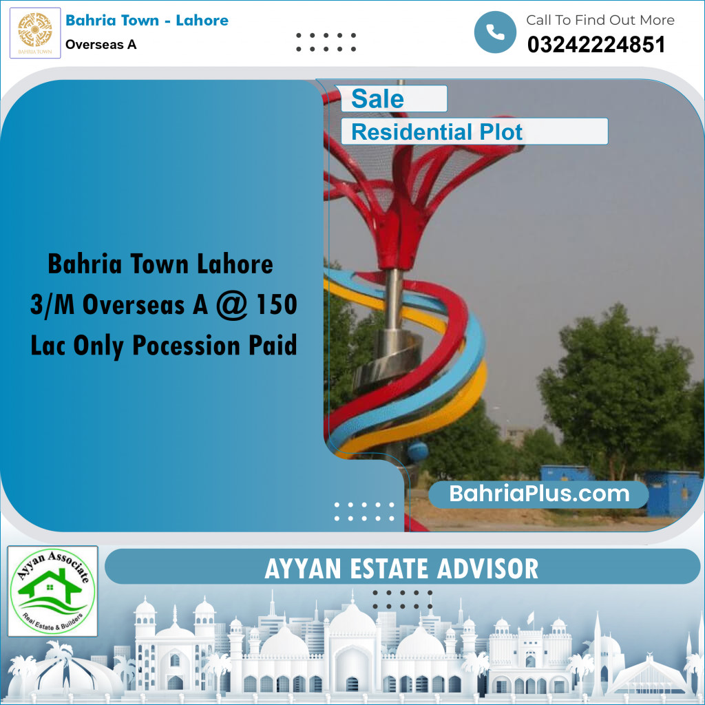 10 Marla Residential Plot for Sale in Overseas A -  Bahria Town, Lahore - (BP-262168)