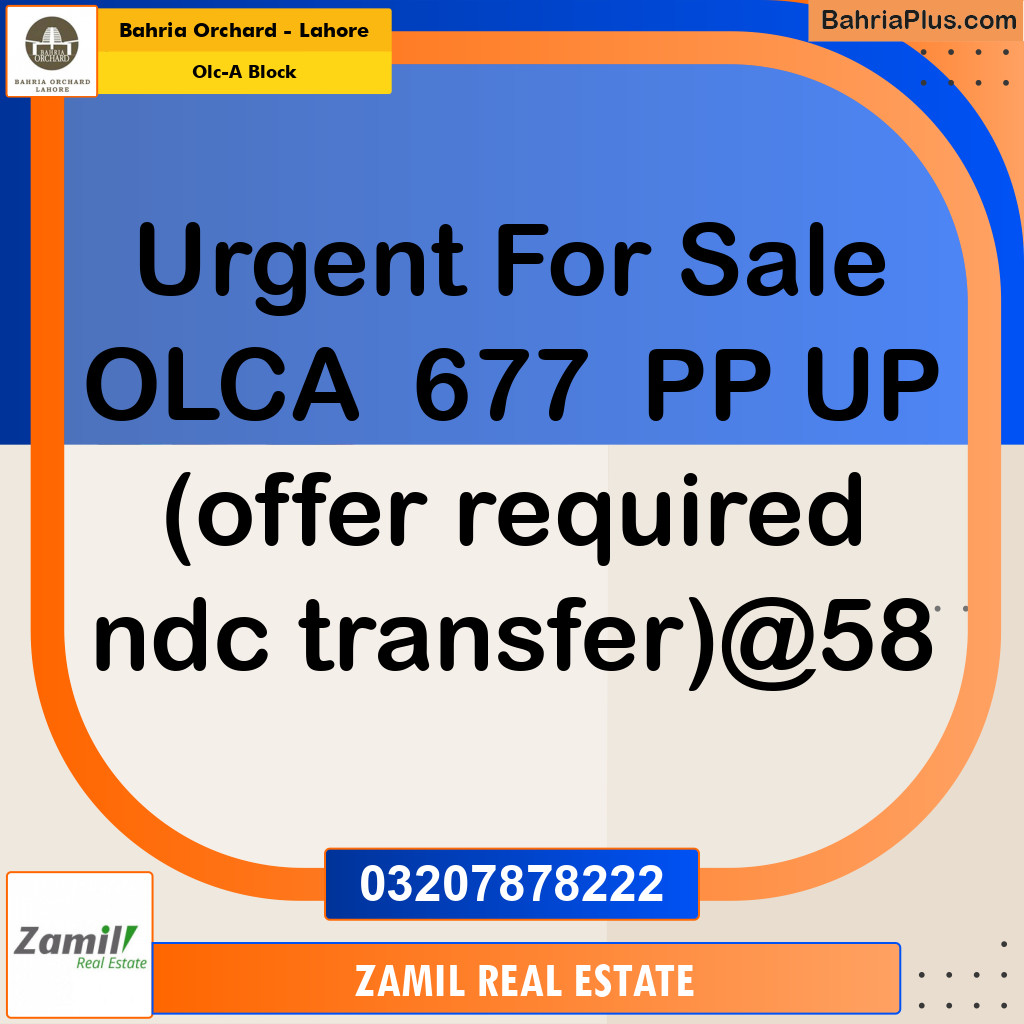 5 Marla Residential Plot for Sale in OLC-A Block -  Bahria Orchard, Lahore - (BP-262211)