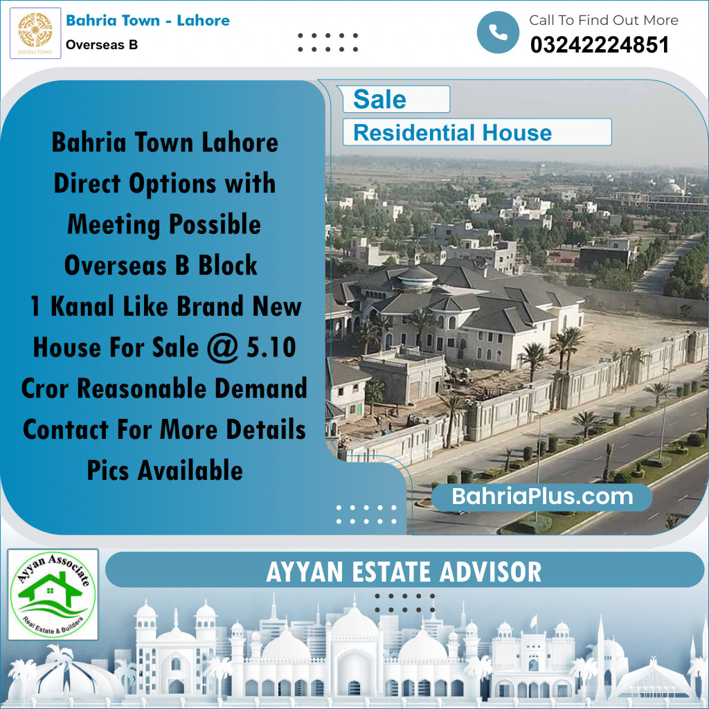 1 Kanal Residential House for Sale in Overseas B -  Bahria Town, Lahore - (BP-262226)