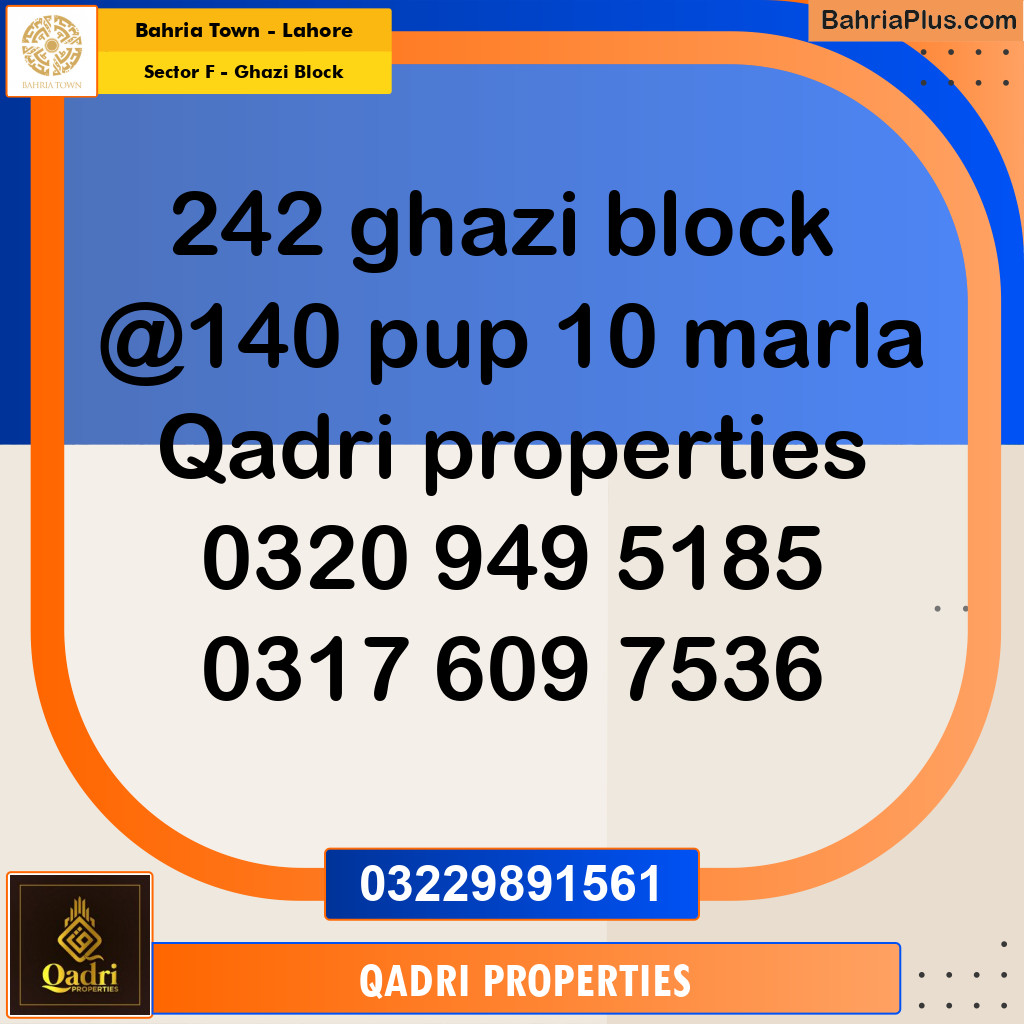 10 Marla Residential Plot for Sale in Sector F - Ghazi Block -  Bahria Town, Lahore - (BP-262261)
