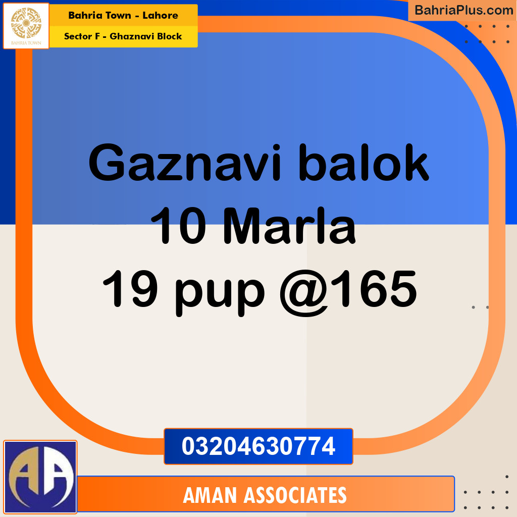 10 Marla Residential Plot for Sale in Sector F - Ghaznavi Block -  Bahria Town, Lahore - (BP-262300)
