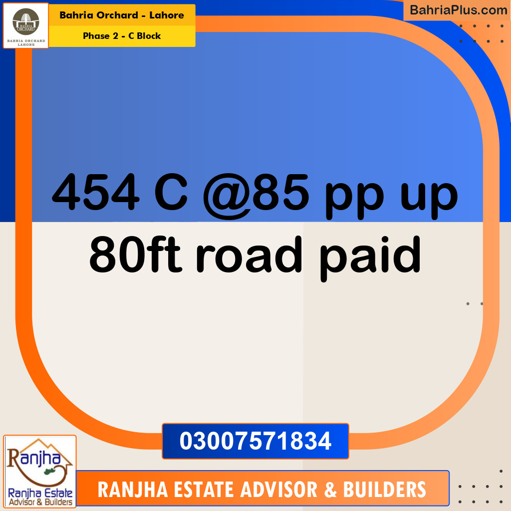 8 Marla Residential Plot for Sale in Phase 2 - C Block -  Bahria Orchard, Lahore - (BP-262318)