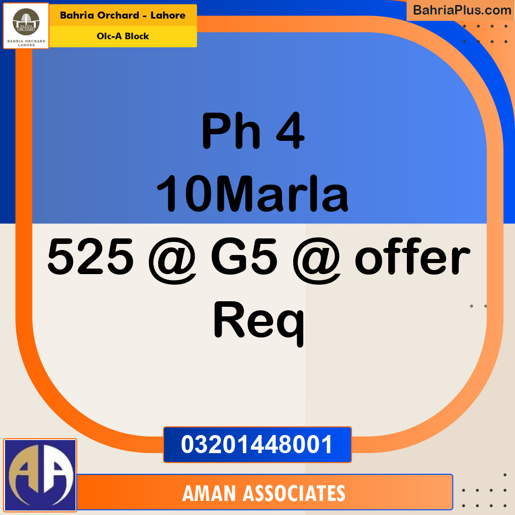 Residential Plot for Sale in OLC-A Block -  Bahria Orchard, Lahore - (BP-262356)